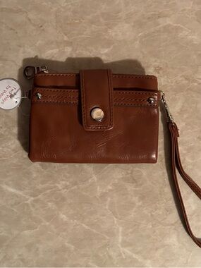 Women's Brown Leather Wristlet Wallet - Unbranded